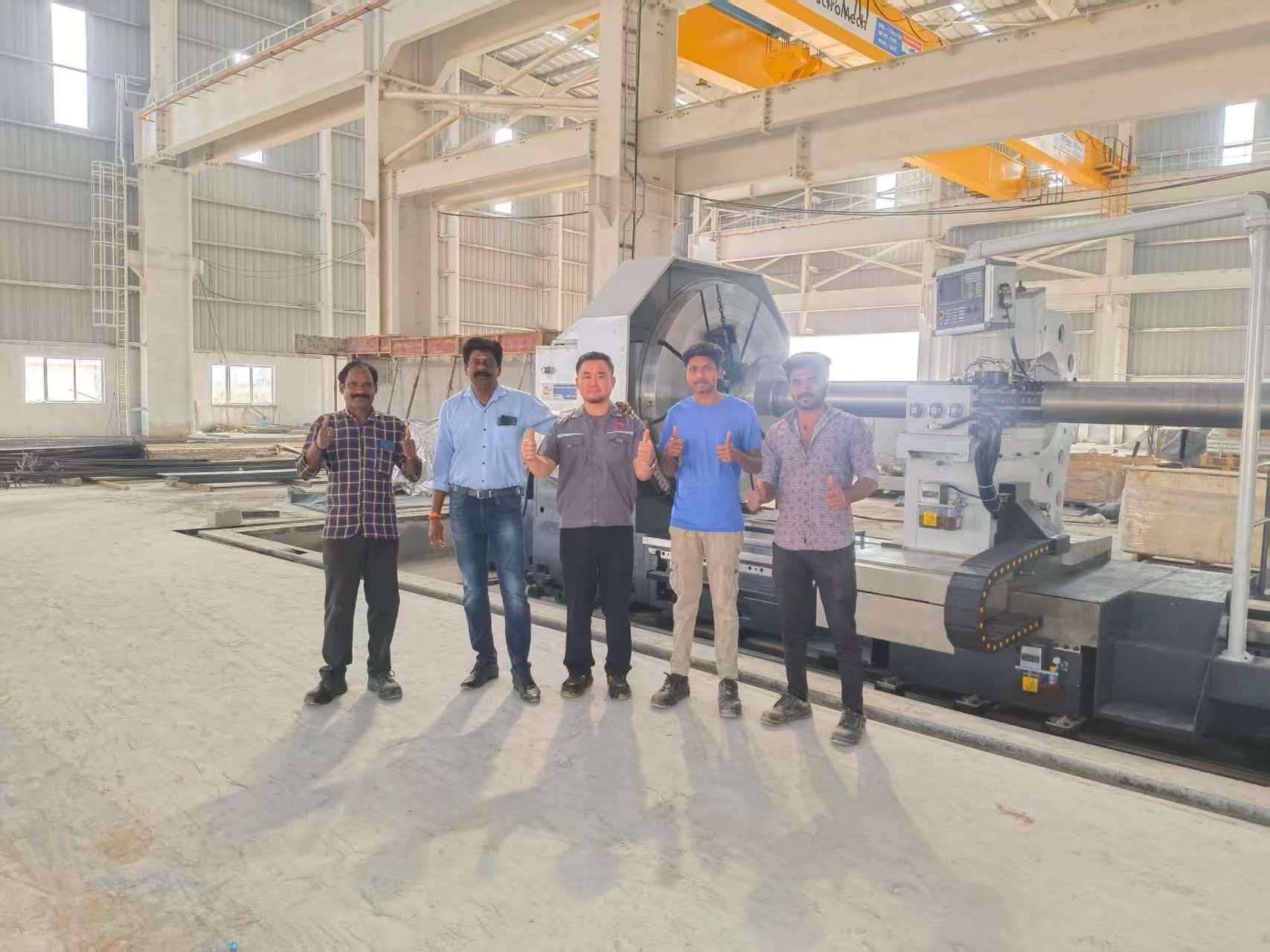 50tons loading capacity heavy duty lathe runs successful in India